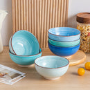 Axyaa Bonita 6-Piece Porcelain Handpainted Ceramic Large Serving Bowl Set
