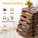 Axyaa Industrial 5-Drawer File Cabinet with Wheels, Wood Office Storage Unit