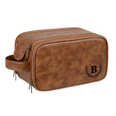 Axyaa Men's Vintage Style PU Leather Toiletry Bag With Hanging Hook