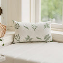 Axyaa Embroidered Leaves Cushion Cover - Green Linen, Chic Design - 45x45, 30x50