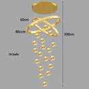 Axyaa Crystal Chandelier Stair Pendant Lamp Living Room Pendant Lights