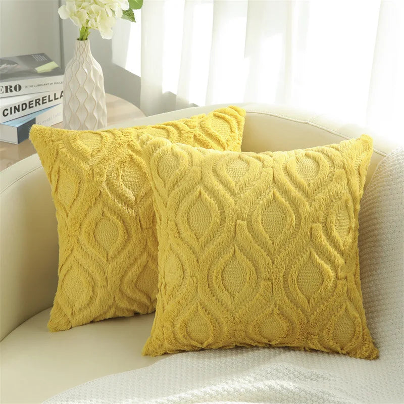 Axyaa Plush Faux Wool Pillow Cover for Sofa, Soft & Cozy Couch Cushion Case