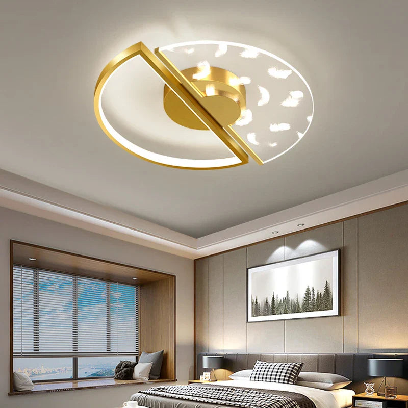 Luxury LED Ceiling Light by Axya: Elegant Feather Acrylic Lamp for Modern Living Spaces