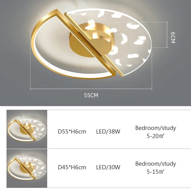 Luxury LED Ceiling Light by Axya: Elegant Feather Acrylic Lamp for Modern Living Spaces