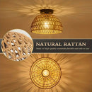 Axyaa Rattan Ceiling Lamp: Chinese Style Hand-woven Home Lighting Fixtures