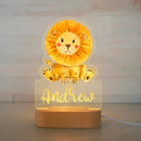 Axyaa Custom Name Children's Animal Night Light - Personalized Acrylic Lamp