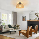 Axyaa Rattan Ceiling Lamp: Chinese Style Hand-woven Home Lighting Fixtures