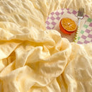 Axyaa Princess Seersucker Bedding Set - Queen Size Luxury Ruffle Lace Quilt Cover