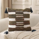 Axyaa Geometric Tufted Tassel Cushion Cover – Blue Brown Grey 18x18inch