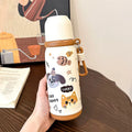 Axyaa Cute Cat Stainless Steel Tumbler with Straw - 500ml Thermal Cup