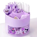 Axyaa Rotating Desktop Stationery Organizer with Cute Cups and Jars