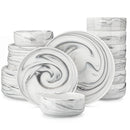 Axyaa Luna Marble Porcelain Dinnerware Set for 4 with Plates and Bowls
