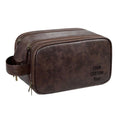 Axyaa Men's Vintage Style PU Leather Toiletry Bag With Hanging Hook