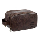 Axyaa Men's Vintage Style PU Leather Toiletry Bag With Hanging Hook