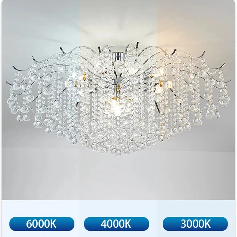 Axyaa Silver Crystal Chandelier Pendant Lamp for Luxurious Ambiance