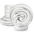 Axyaa Luna Marble Porcelain Dinnerware Set for 4 with Plates and Bowls