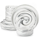Axyaa Luna Marble Porcelain Dinnerware Set for 4 with Plates and Bowls