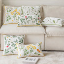 Axyaa Linen Dandelion Leaves Embroidered Pillow Cover 45x45cm