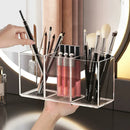Axyaa Acrylic Makeup Brush Organizer Tray: 3 Slots for Clear Bathroom Drawer Storage