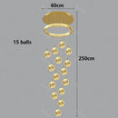 Axyaa Crystal Chandelier Stair Pendant Lamp Living Room Pendant Lights