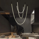Axyaa Nordic Woven Strip Chandelier LED Light for Hotel Lobby and Living Room