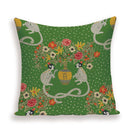 Axyaa Monkey Floral Pillow Cover - Vibrant Flower Vase Home Decor