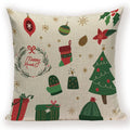 Axyaa Festive Santa Claus Christmas Tree Linen Throw Pillow Case