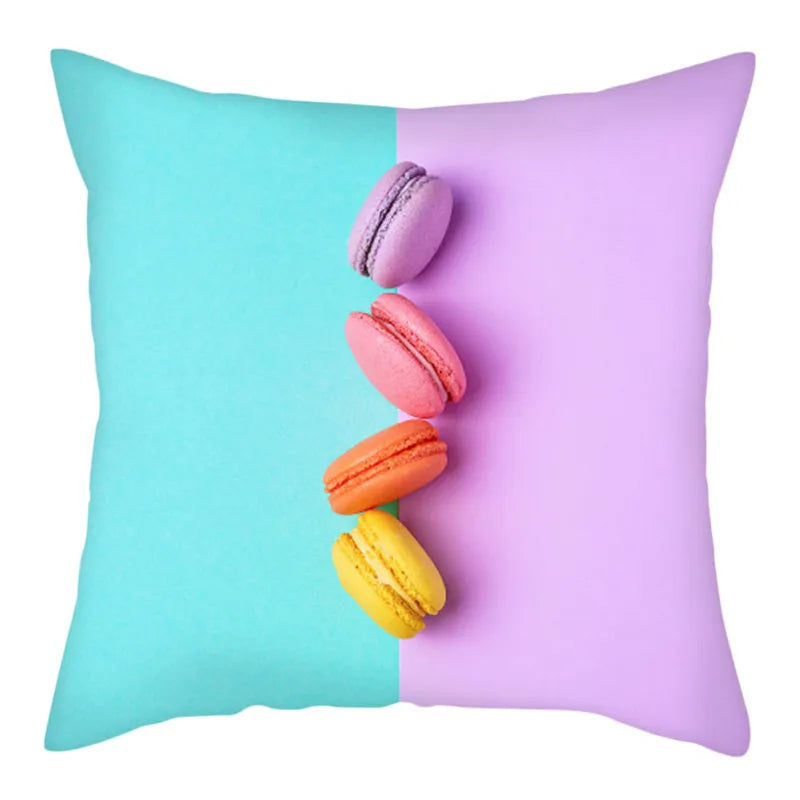 Axyaa Biscuits Cake Print Decor Pillow Cover for Home Sofa Decoration