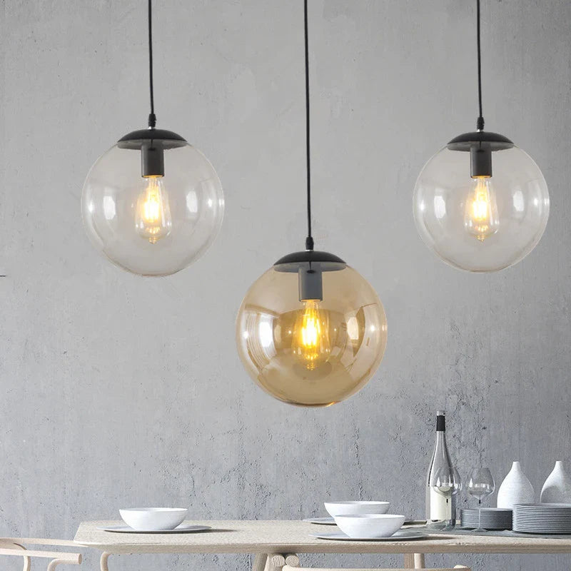 Axyaa Glass Ball Pendant Light Industrial Hanging Lamp Retro Loft Decor Fixtures