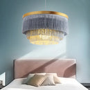 Axyaa Gold White Beige Cotton Thread Boho Chandelier