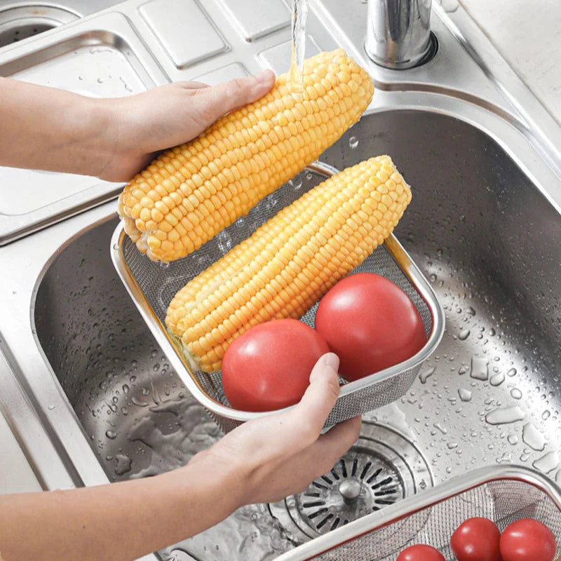 Axyaa Stainless Steel Square Mesh Strainer Colander Flour Sieve Utensil