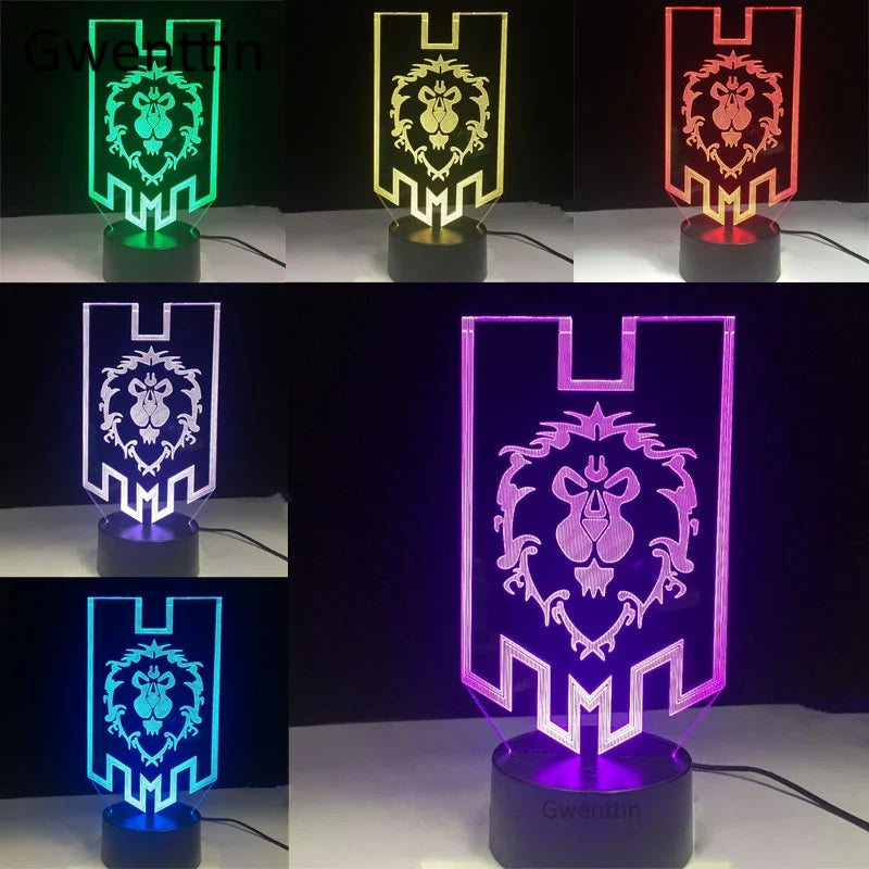 Axyaa WoW Alliance Tribal Signs 3D LED Night Light Lamp
