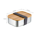 Axyaa Stainless-Steel Bento Box with Wooden Lid: Leak-Proof Food Container