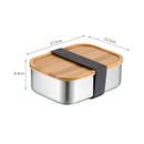Axyaa Stainless-Steel Bento Box with Wooden Lid: Leak-Proof Food Container
