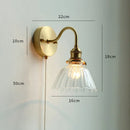 Axyaa Nordic LED Wall Lamp Pull Chain Switch Glass Copper Wall Sconce