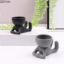 Axyaa Ceramic Little Man Statue Flower Pot Vase Home Decor Craft