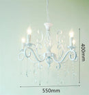 Axyaa White Crystal Chandelier Ceiling Lamp - Elegant Wrought Iron Fixture