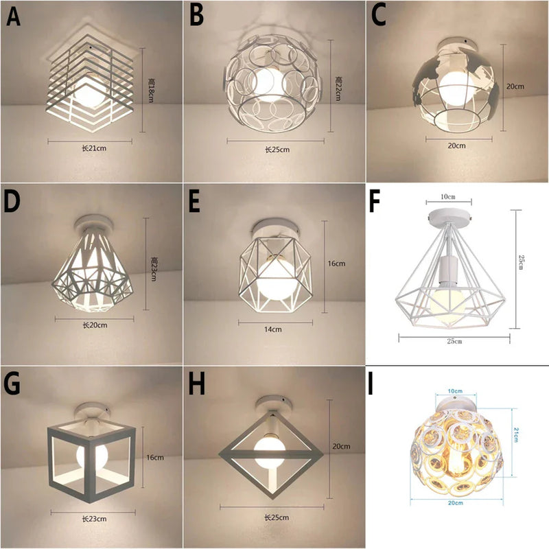 Geometric Iron Cage Ceiling Light by Axyaa: Modern Nordic Design for Home Decor