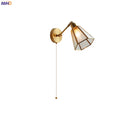 Axyaa Green Glass LED Wall Lights with Pull Chain Switch, Up and Down Adjustable