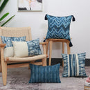 Axyaa Ink Blue Tassel Cushion Cover for Home Decor Bedroom Living Room