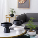 Axyaa White Ceramic Round Flower Pot Vase for Home Decor and Hydroponic Arrangements