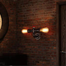 Axyaa Vintage Iron Water Pipe Wall Lamp - Rust Plated E27 Sconce Lighting