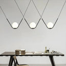 Axyaa Nordic Glass Ball Pendant Light - Minimalist Golden Black Line Lamp