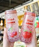 Axyaa Kawaii Fashion Cans Summer Ice Cup Plastic Water Bottle with Lid