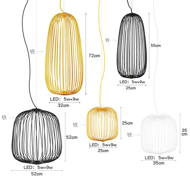 Axyaa Spokes Pendant Lamp: Modern Bird Cage LED Light for Kitchen, Dining Room & Home Decor