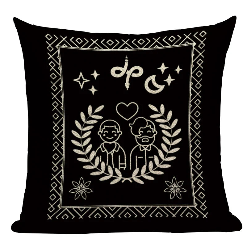 Axyaa Mexico Skull Decor Pillow Cover - Black Tarot Horror Ghost Home Decor