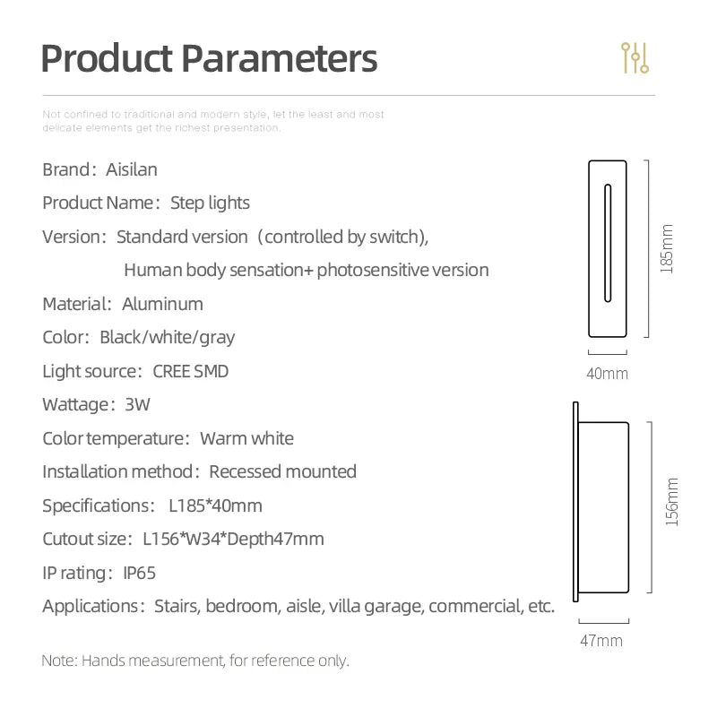 Axyaa 3W LED Step Light: Waterproof Stair & Wall Lamp for Outdoor/Indoor, Human Body Sensation