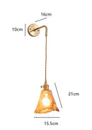 Axyaa Amber Glass Wall Lamp Switch, Modern Copper LED Wall Light for Home, Bedroom, Living Room