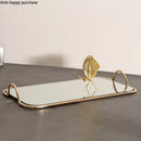 Axya Gold Oval Mirror Storage Tray for Jewelry and Small Items