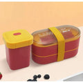 Axyaa Double Layer Lunch Box Set with Fork & Spoon, Microwave Safe Bento Container